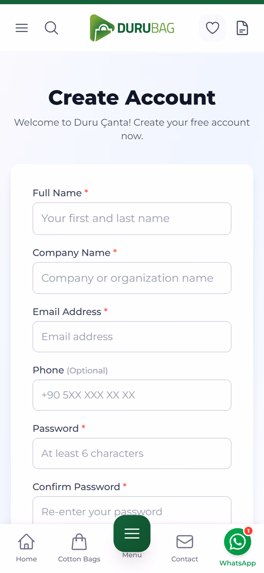 Sign Up — mobile screenshot