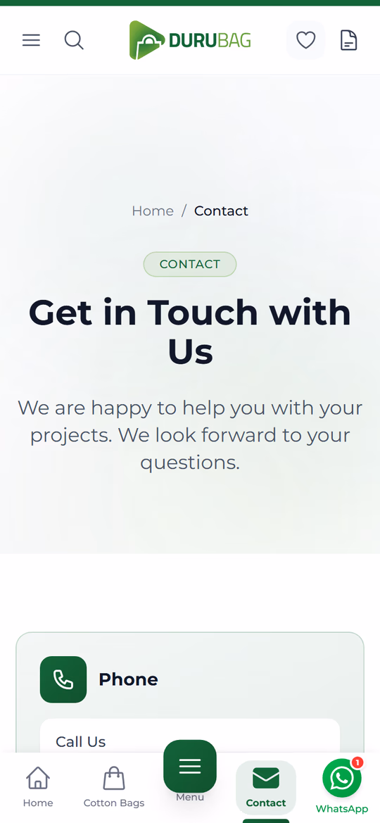 Contact — mobile screenshot