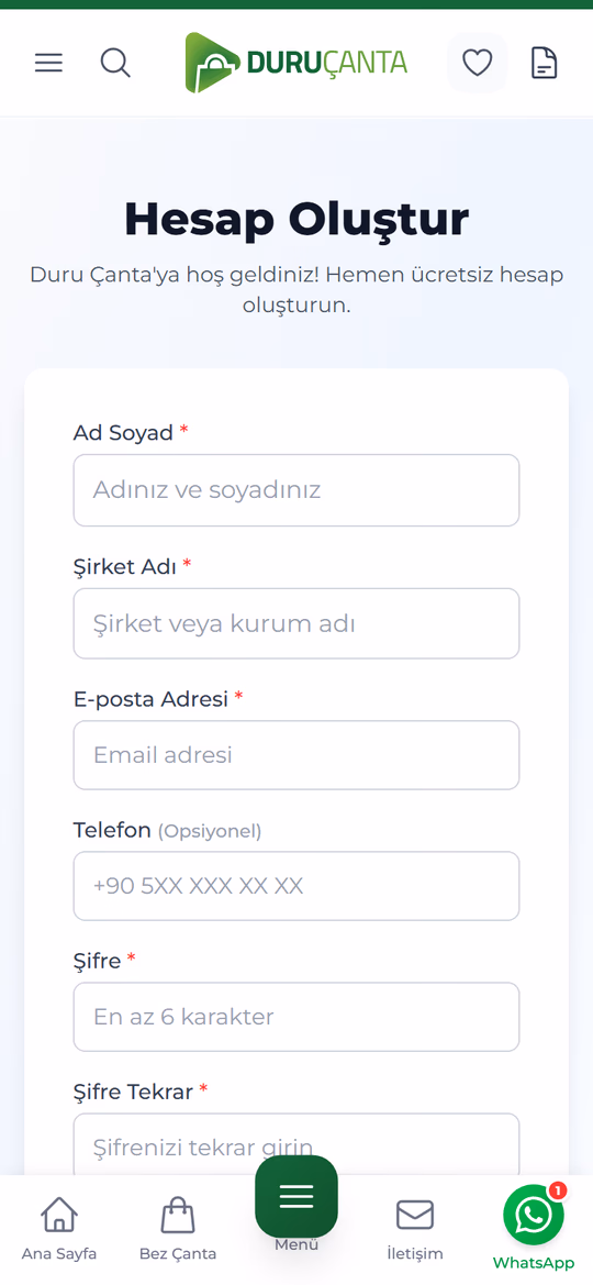 Kayıt — mobil ekran görüntüsü